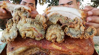 OUTDOOR COOKING  2KG CHCHARON BULAKLAK  CRISPY PORK BELLY MUKBANG HD [upl. by Tanya]