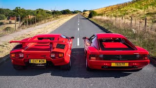 FERRARI TESTAROSSA vs LAMBORGHINI COUNTACH  BATTLE OF THE CLASSICS [upl. by Che274]