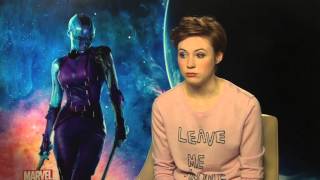 Karen Gillan Interview Guardians of the Galaxy  shaving off her hair DOCTOR WHO [upl. by Ialokin]