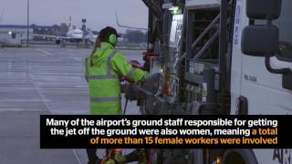 EasyJet flies allfemale crew to mark International Women’s Day [upl. by Emyam]