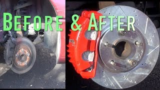 Rock Auto Power Stop Extreme Street Warrior Z26 Performance Brake kit  Install [upl. by Ivy]