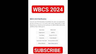 WBCS NOTIFICATION 2024 wbcs wbpsc psc [upl. by Hassin]