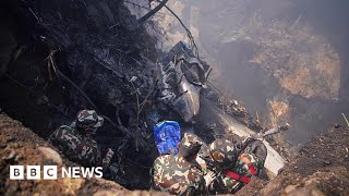 Nepal plane crash near Pokhara airport sees dozens killed  BBC News [upl. by Fadas]