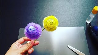 Crepe paper flowers How to make Paper Ranunculus flower from crepe paper II small size [upl. by Ramoh]