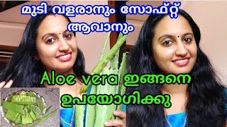 How to use aloe vera gel for hair growthmalayalam smooth and healthy hair [upl. by Haimaj]