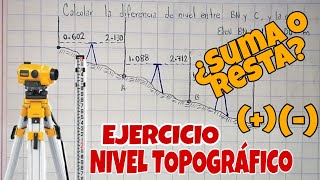 NIVEL TOPOGRÁFICO  EJERCICIO RÁPIDO  CUANDO SUMAR Y CUANDO RESTAR [upl. by Valente]