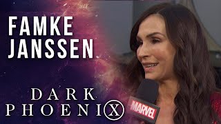 Famke Janssen chooses between Wolverine and Cyclops at the XMen Dark Phoenix Premiere [upl. by Notsud725]