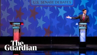 Georgia debate Jon Ossoff addresses empty podium as Senator David Perdue skips event [upl. by Darnoc846]