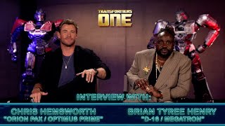 quotTransformers Onequot interviews with Chris Hemsworth amp Brian Tyree Henry [upl. by Auginahs283]