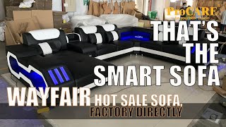 Hot Sale Smart Leather Sectional Sofa on Wayfair  inspection before package  multifuctional sofa [upl. by Ninos]