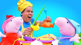 Hora do lanche Peixe com batata frita Historinha infantil com a Peppa Pig [upl. by Dopp]