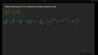 Differentiating sums of reciprocals using reciprocal rule ⅆⅆx x2x1x3 [upl. by Adian]