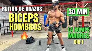 Rutina De BRAZOS Biceps Y Hombros en Casa Rápida 30 Minutos La Rompe Madres Día 1 [upl. by Auqinihs]