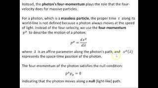 Introduction to the Four Velocity and Four Momentum of a Photon  1 [upl. by Miyasawa]