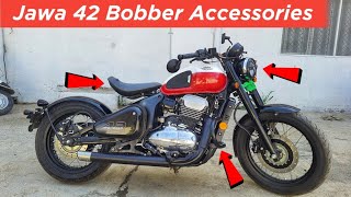 Jawa 42 Bobber Accessories Prices  Jasper Red Colour [upl. by Ateekal]