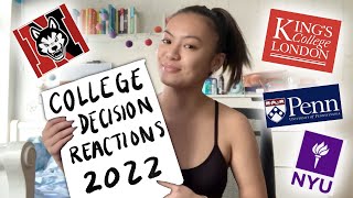 COLLEGE DECISION REACTIONS 2022  UPenn NYU KCL AND MORE [upl. by Ellinet]