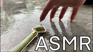 ASMR Concrete scratchingtapping  Other outside sounds in the rain  Gina CV [upl. by Ahsoek]