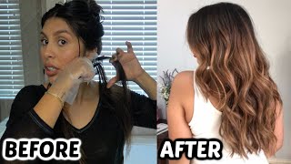 USING A HIGHLIGHTING COMB At Home Balayage Highlights Dark to Light Transformation [upl. by Tade237]