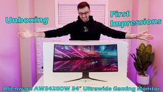 Alienware AW3420DW 34quot CURVED Ultrawide Gaming Monitor  Unboxing amp First Impressions  Chill Music [upl. by Beitris]