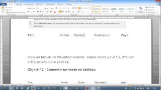 Taquet de tabulation et Convertir un tableau en texte et vice versa [upl. by Melamie]