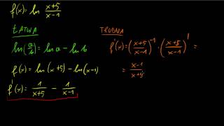 Obliczanie pochodnej funkcji logarytmicznej z wykorzystaniem własności logarytmu [upl. by Mclain276]