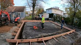 24 x 24 Garage Build  Footing dig amp monolithic slab pour [upl. by Notlrac]