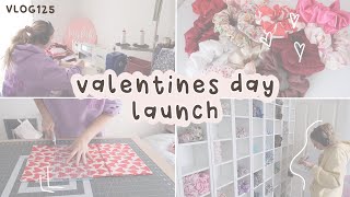 valentines day product launch  oversized hair bows  Jan 2024 scrunchies studio vlog 125 [upl. by Lorens]