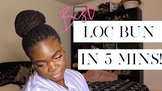 Perfect BUN for LOCS ONLY 5 Minutes NO BOBBY PINS [upl. by Elita]