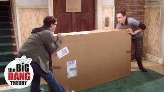 Sheldon and Leonard vs The Really Heavy Box  The Big Bang Theory [upl. by Yecad]