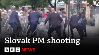 Video shows moment Slovak Prime Minister shot multiple times by 71yearold gunman  BBC News [upl. by Thedrick]