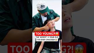 THE WORST 11 YEAR OLD IVE EVER CRACKED😱 neckpain Chiropractic Trending Short [upl. by Bigford]