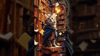 🐱 Cat in an Ancient Library with Floating Books 📚✨  viralshort ytshorts [upl. by Stepha]