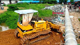 Interesting Opening Installation Drainage System Project Using KOMATSu D31P Dozer Leveling Soil [upl. by Box]