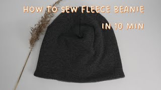 How to sew fleece beanie fleece lined jersey beanie baby hat kid beanie easy sewing [upl. by Pietje]