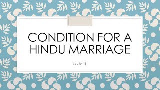 Condition for Hindu marriage in Tamil section 5 [upl. by Jacobs]