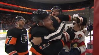 Nic Deslauriers And Sam Bennett Go At It In Front Of Panthers Bench [upl. by Botnick]