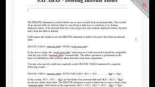 SAP ABAP Deleting Internal Tables [upl. by Rachele]