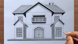 How to Draw a House in 1Point Perspective [upl. by Archangel891]