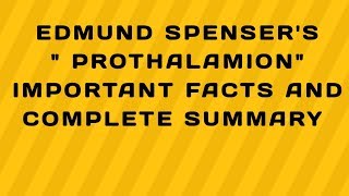 Spensers Prothalamion detail description in hindi [upl. by Butte54]