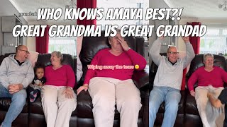 PRANK ON GREATGRANDMA Quizzing to see who knows Amaya best BUT we’ve told great grandad theanswers [upl. by Akeenahs893]