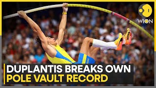 Paris Olympics 2024 Duplantis breaks own pole vault world record after taking gold  WION [upl. by Hannad]