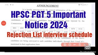 HPSC PGT 5 Important noticevarious subjecthpsc important updateHPSC PGT 2024 [upl. by Arocet]