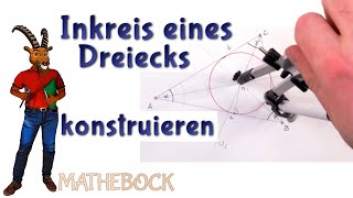 Inkreis konstruieren  Inkreis eines Dreiecks  Schnittpunkt der Winkelhalbierenden [upl. by Noned]