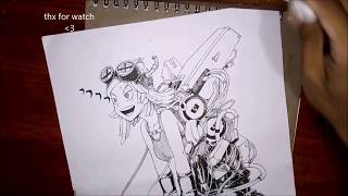 Drawing Mei Hatsume Time lapse Manga My Hero Academia [upl. by Anaidirib]