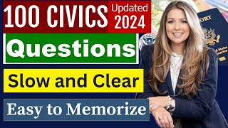 NEW 100 Civics Test Questions and Answers for US Citizenship Interview 2024  N400 Naturalization [upl. by Dicks]