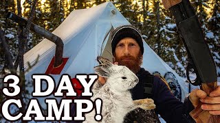 Overnight Winter Camping in Canada  Wood Stove Wild Food [upl. by Harret]