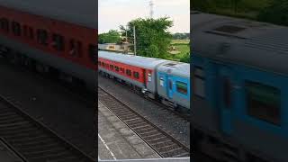 Howrah Dhanbad coalfield express crazy honking WAP 7 locomotive passing Hajigorh station [upl. by Ailegra]