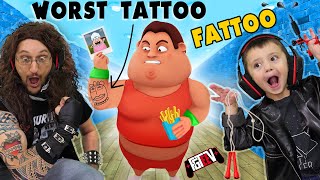 FAT DUDES amp TATTOOS I LOST 350lbs in under 20 Minutes FGTeeV INK INC  Fit the Fat [upl. by Oer]