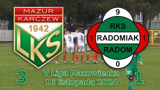 Mazur Karczew  Radomiak II Radom 31  16XI2024 [upl. by Vevay]