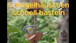 Basteln mit Kindern 🦉Vogelhaus 🐣aus Milchtüte oder Kokosnussschalen oder zwei Hölzern [upl. by Ahsael35]